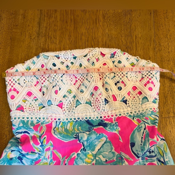 Lilly Pulitzer Brynn Dress Raz Berry Lobsters - Strapless Lace- Size 0 - Picture 12 of 14